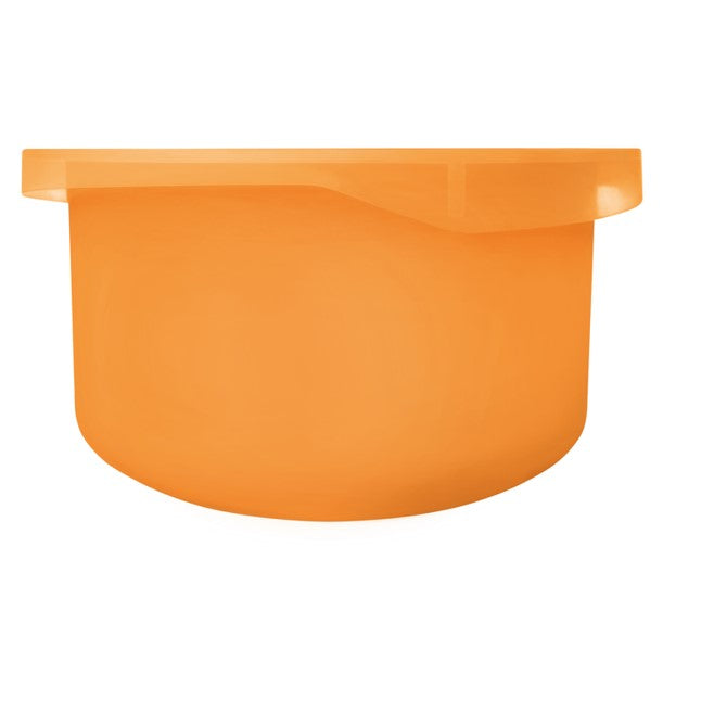 Pot de crème visage [C20]Biotic orange vif, design minimaliste et arrondi avec couvercle intégré.